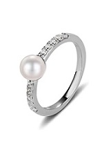 beautiful little cz band pearl silver baby ring